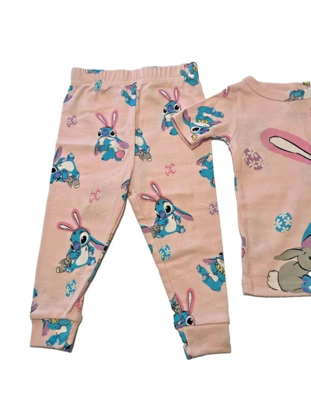 Disney Stitch Pink Easter Bunny Kids Pajamas Sz 18M